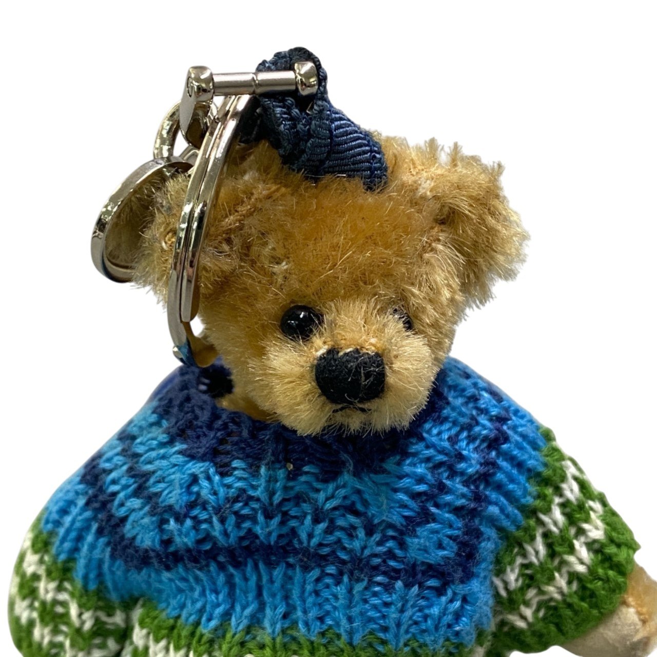 b15 PRADA プラダ ニットベア キーホルダー キーリング バッグチャーム ブルー系 ユニセックスta1