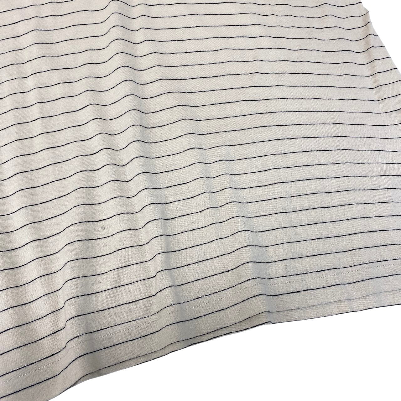 68g4 HERMES エルメス Hロゴ刺繡 半袖ポロシャツ ボーダー柄 サイズL ベージュ コットン100％ メンズ 紳士服o07t