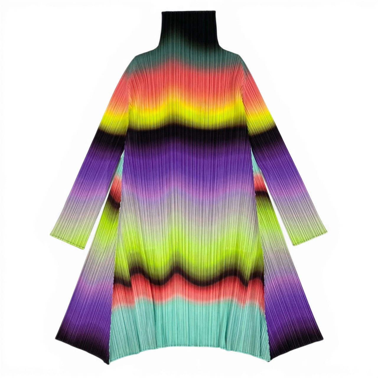 50b9 【美品】PLEATS PLEASE プリーツプリーズ オーロラグラデーション ハイネックチュニックワンピース Aurora Gradation PP23-JT736 3サイズ マルチカラー ポリエステル100％ レディース 女性用k02i