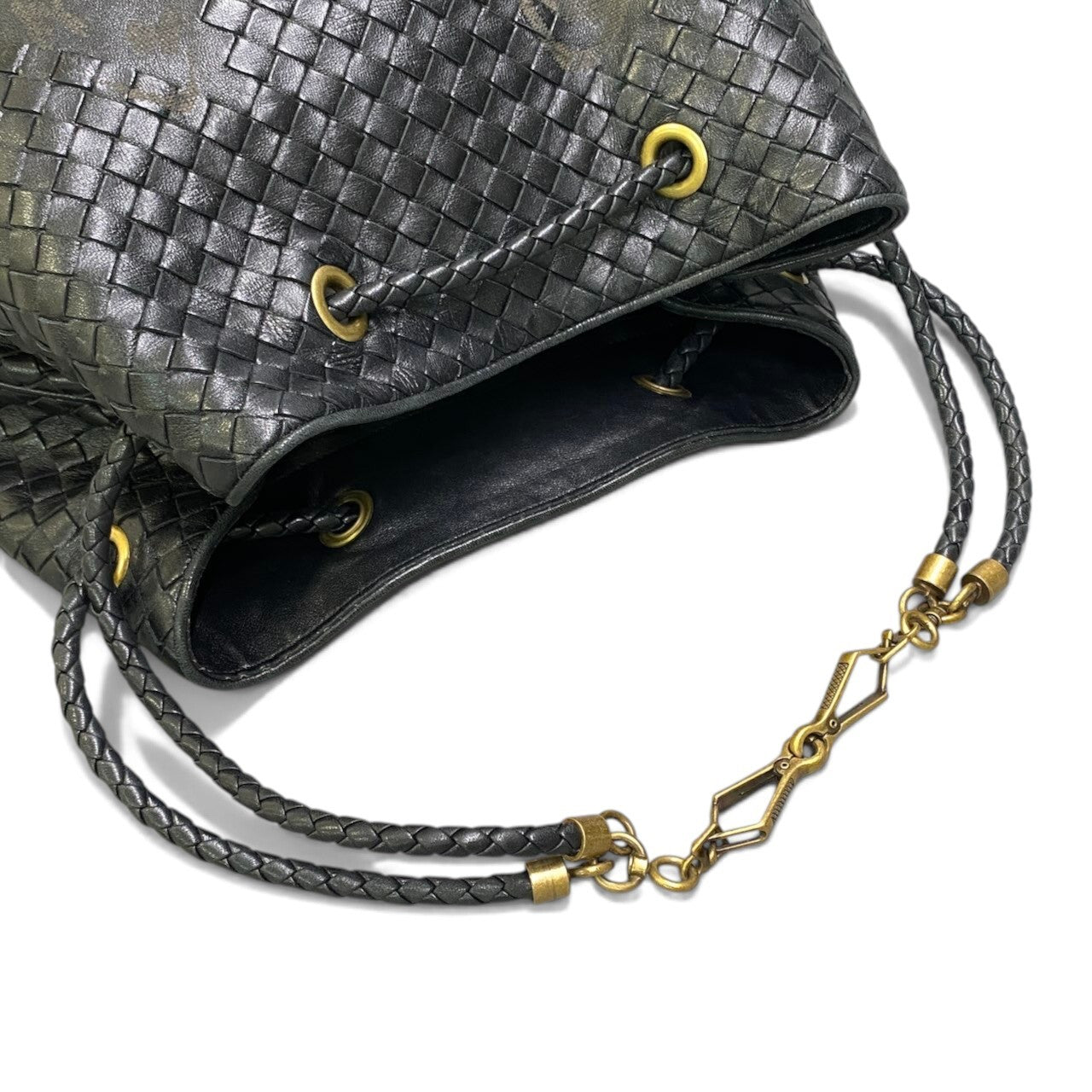 h29 BOTTEGA VENETA Intrecciato Butterfly トートバッグ ブラック レザー レディース 女性用ta1