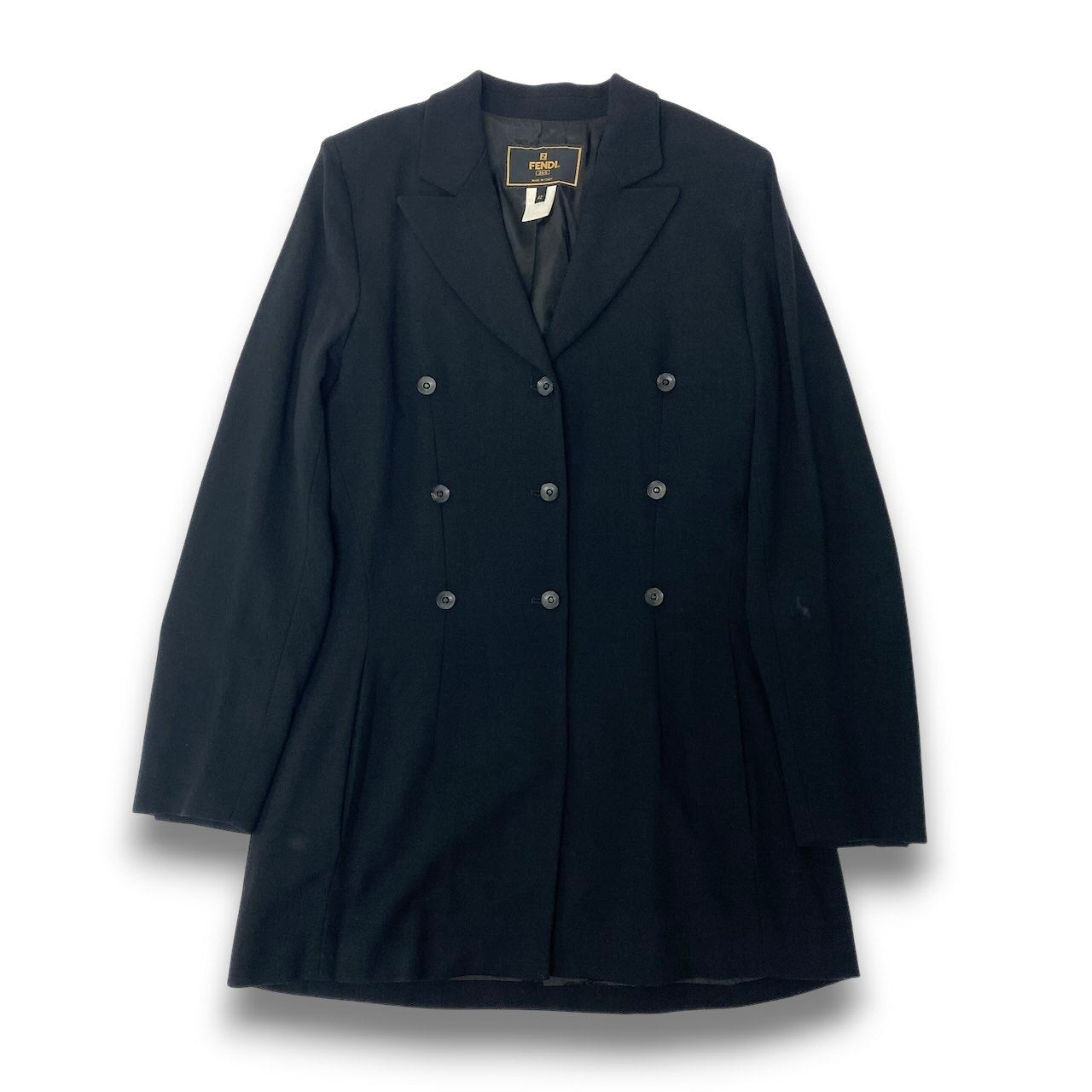 28c11 FENDI フェンディ テーラードジャケット ボタンデザイン イタリア製 42サイズ ブラック レディース 女性用o07t