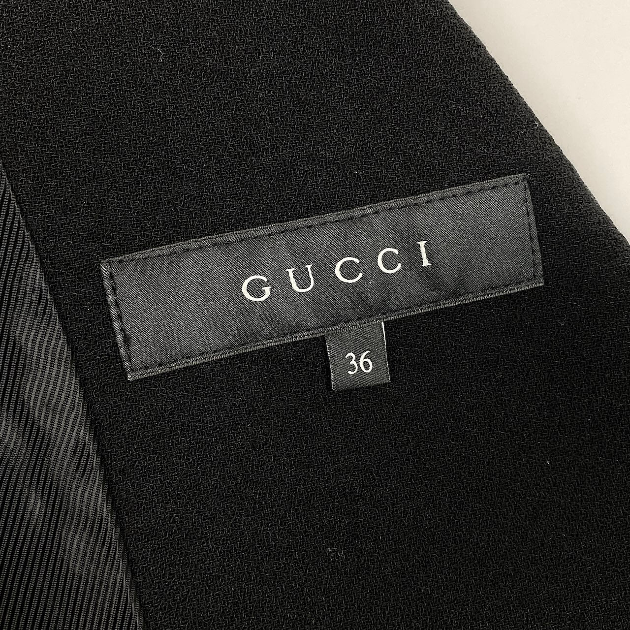 Ec31 《美品》 GUCCI グッチ ビッグカラー ダブルブレスト ジャケット Big Collar Double Jacket サイズ36 ブラック イタリア製t18r