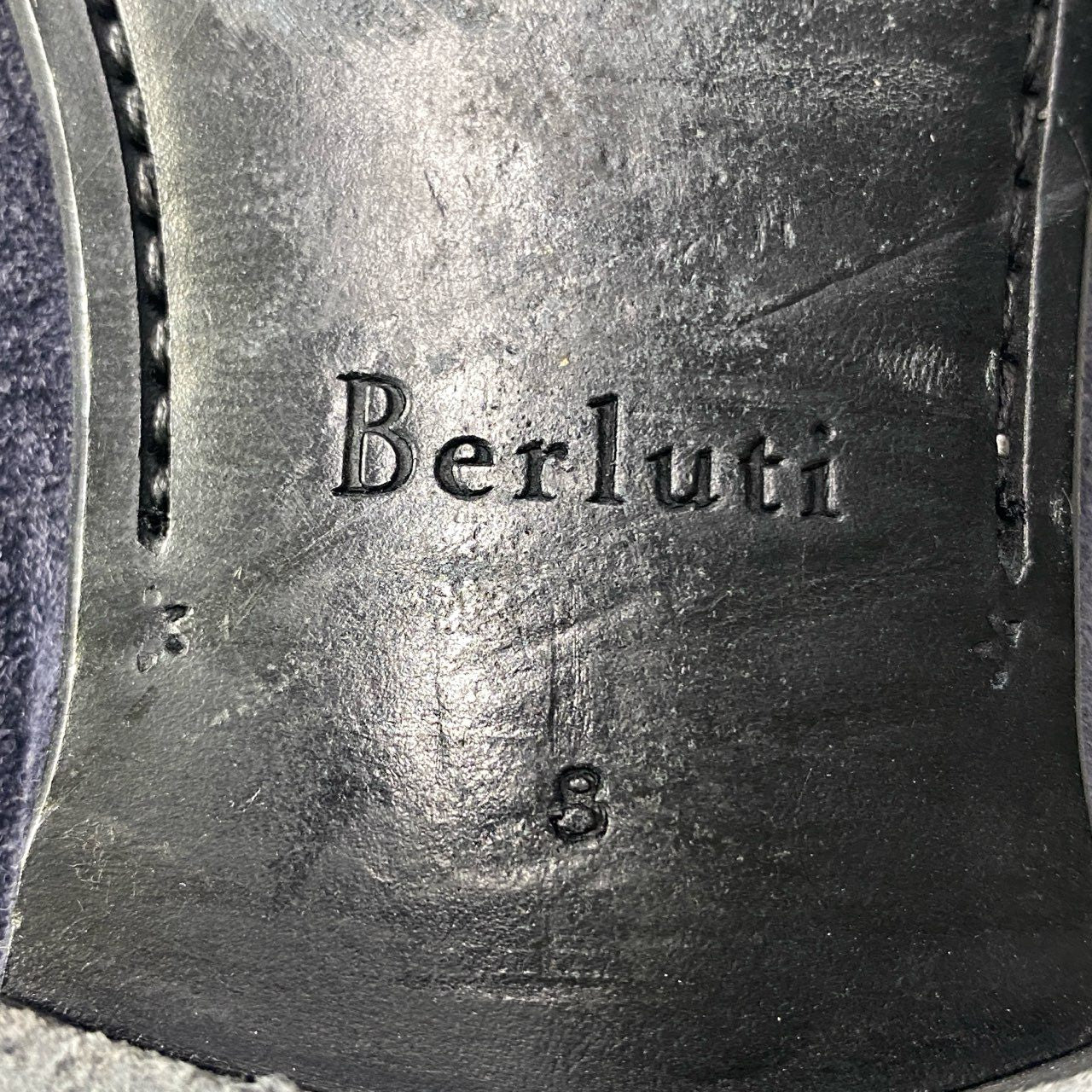 1d23 Berluti ベルルッティ Lorenzo ロレンツォ スエードローファー レザーシューズ サイズ8 ネイビー メンズ 紳士靴k02i