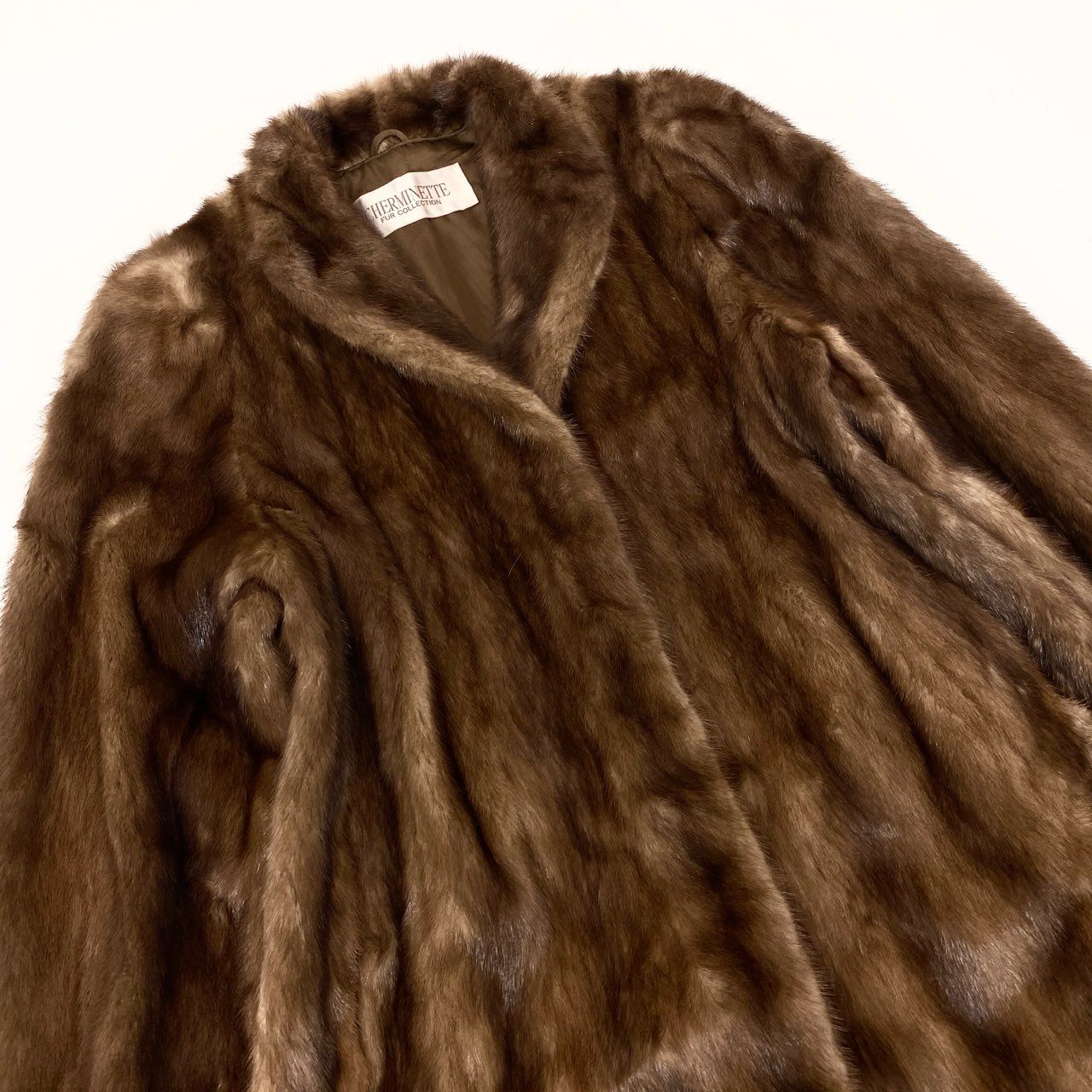 32k28 【美品】CHERMINETTE  ミンクコート ロングコート サイズ11号  デミバフミンク レディース MINK FURk02i