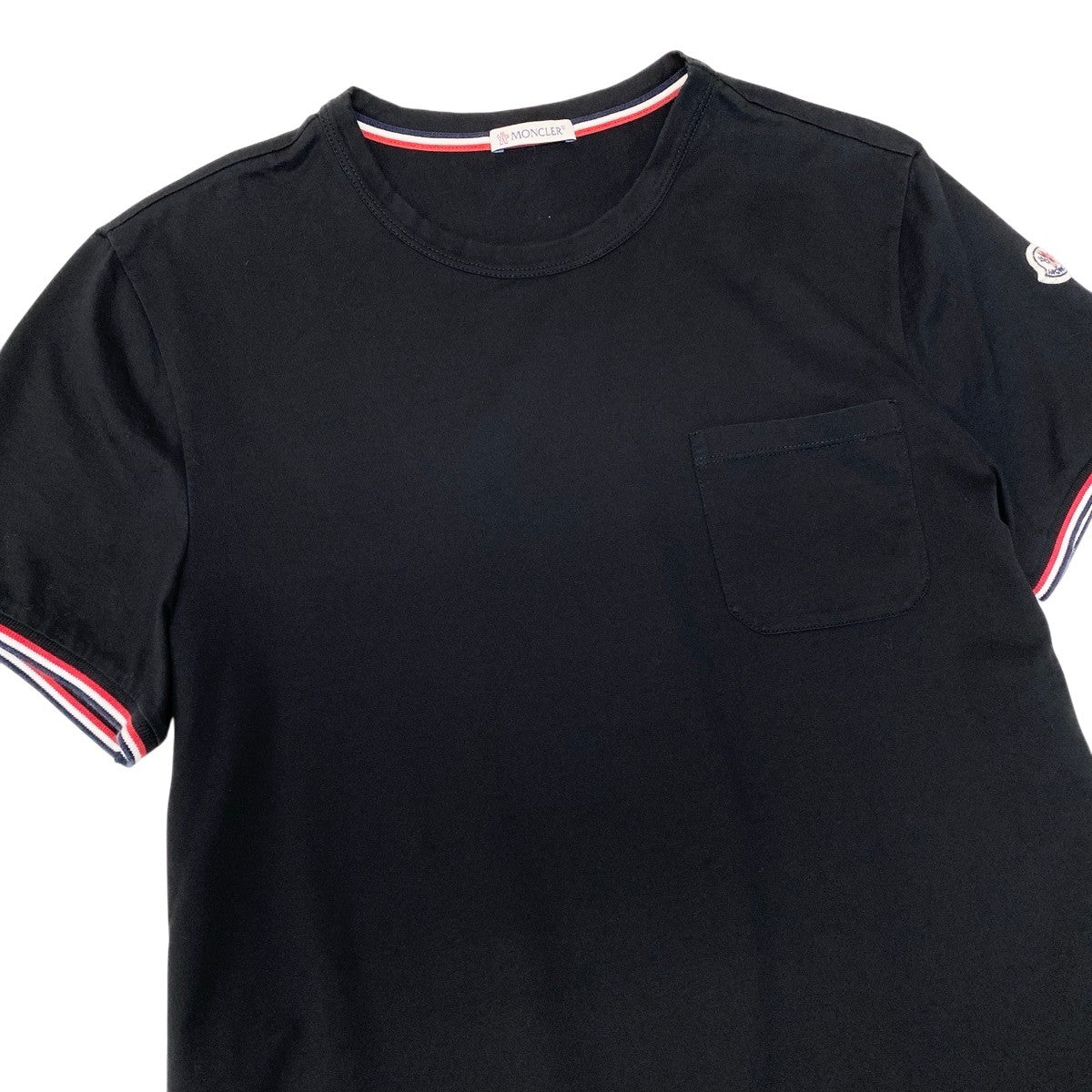 If18 MONCLER モンクレール トリコスリーブ Tシャツ Tricolor Trim Sleeve T-Shirt サイズM ブラックt18r