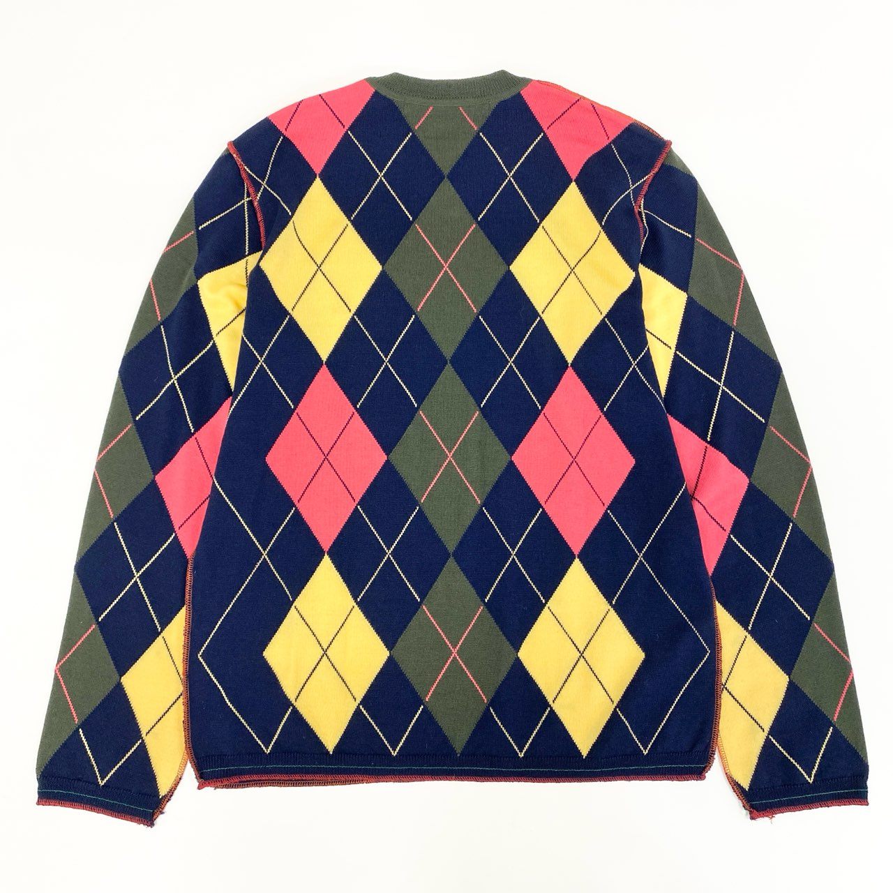 68g21 JUNYA WATANABE COMME des GARCONS MAN ジュンヤワタナベ コムデギャルソンマン アーガイルチェック Vネックニット セーター M マルチカラー AD2008