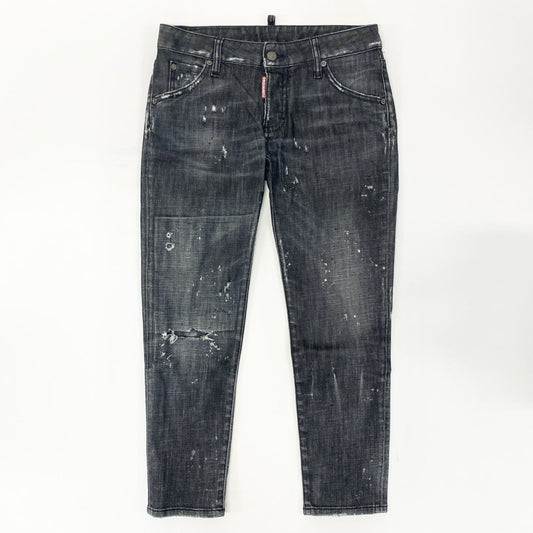 14j9《美品》DSQUARED2 ディースクエアード SKATER JEAN デニムパンツ スキニー ダメージ加工  S74LB0041 S30357 38サイズ ブラック レディースu02t