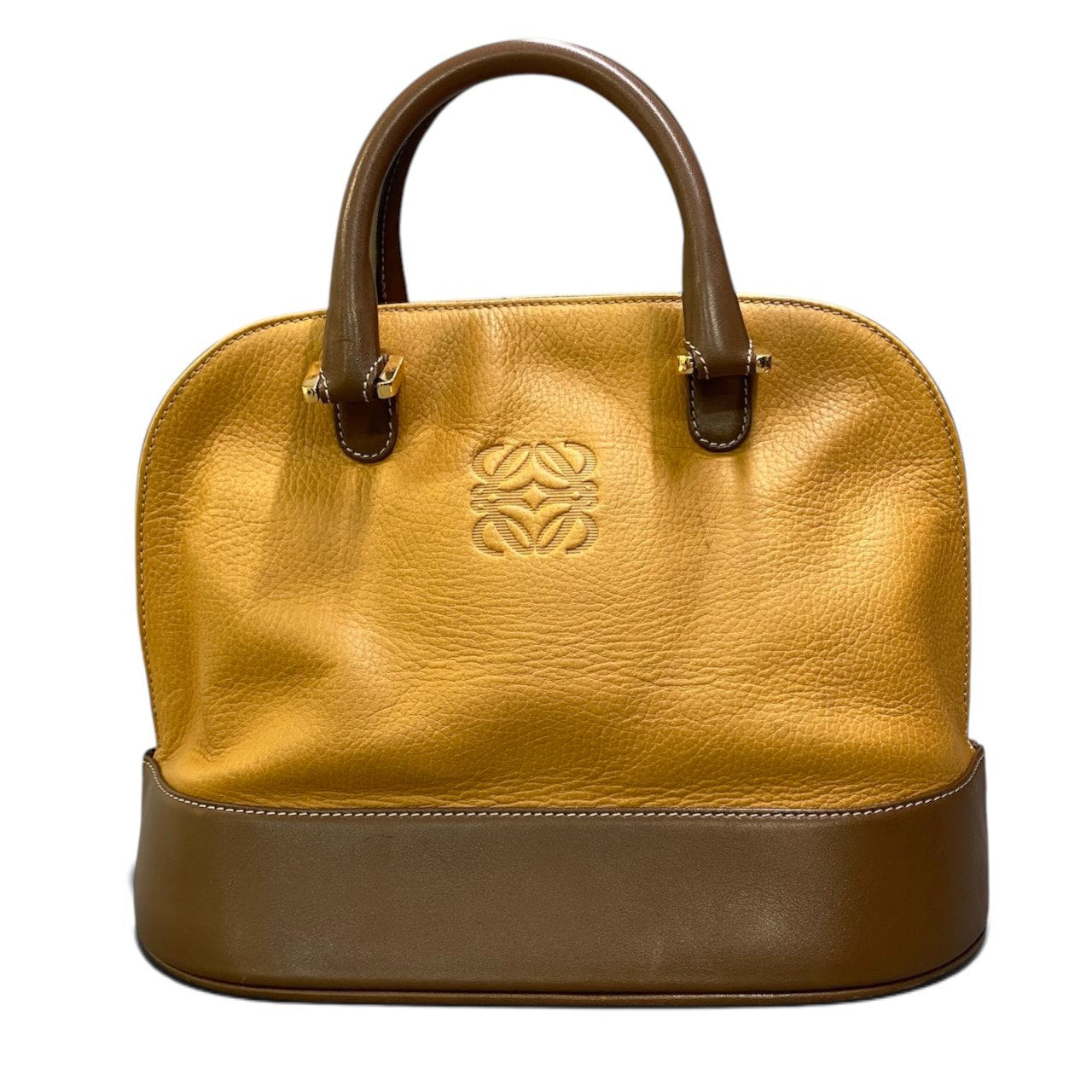 h29 LOEWE アナグラムロゴ ヴィンテージバッグ ハンドバッグ ブラウン ベージュ レザー レディース 女性用ta1