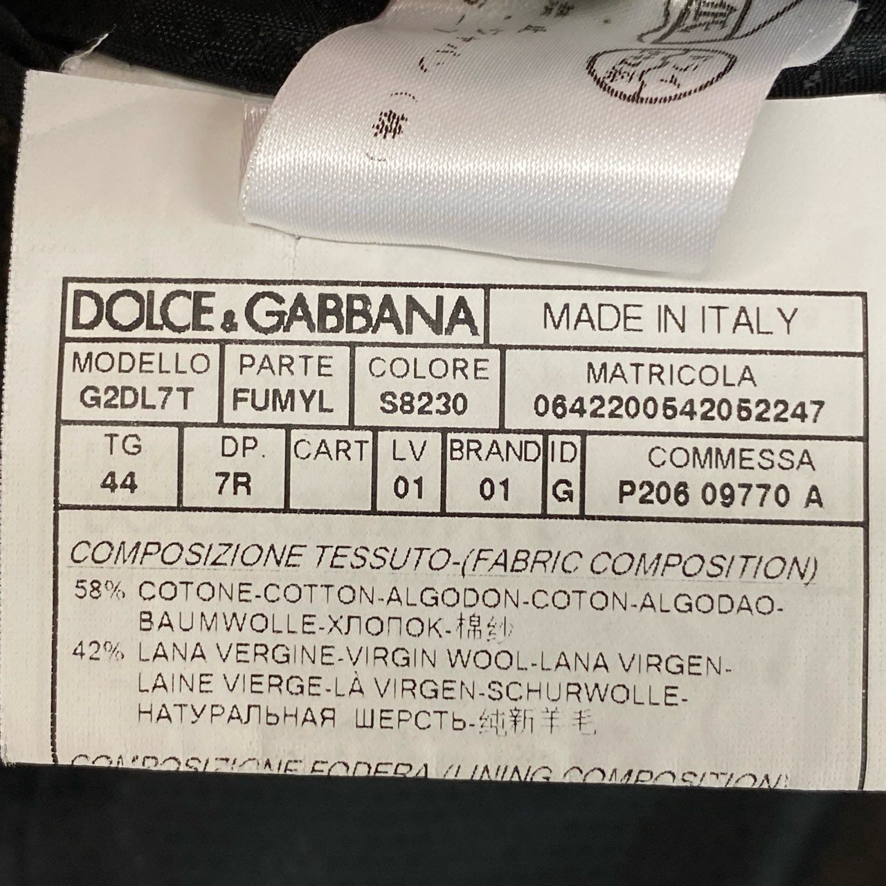 46j3 《美品》 DOLCE&GABBANA ドルチェアンドガッバーナ イタリア製 MARTINI テーラードジャケット ビジネス◎ G2DL7T 44 ブラウン コットン ウール メンズo07t