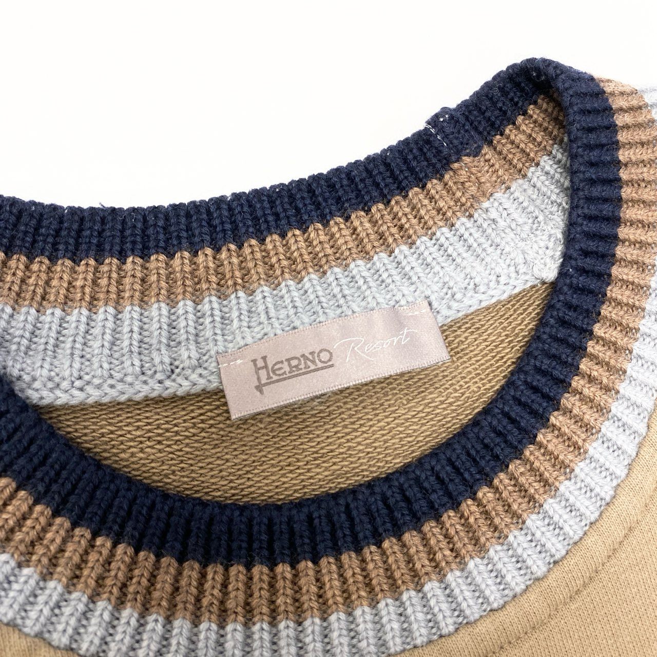 78b5【美品】HERNO ヘルノ ラグランスリーブ スウェット トレーナー トップス 50サイズ ブラウン系 コットン100％ メンズ 男性用u02t