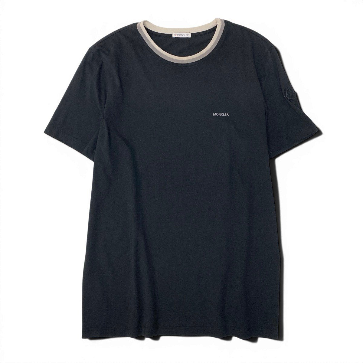 Mf18 MONCLER モンクレール アイコンレザーパッチ Tシャツ Icon Leather Patch T-Shirt サイズM ブラック カットソーt18r