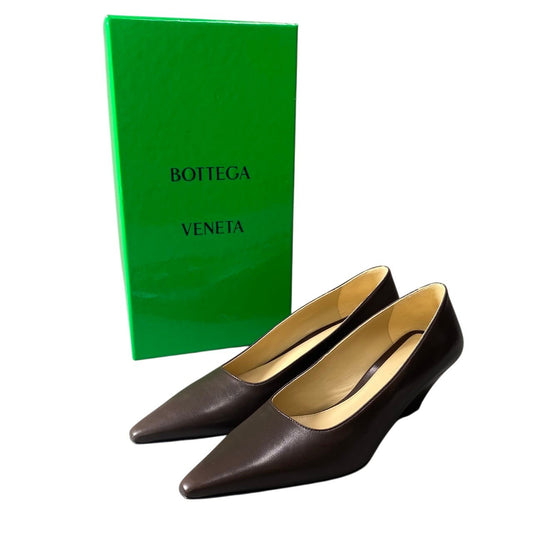 h10 【新品保管品】BOTTEGA VENETA ポイントパンプス イタリア製 37サイズ ブラウン レザー レディース 女性用ta1