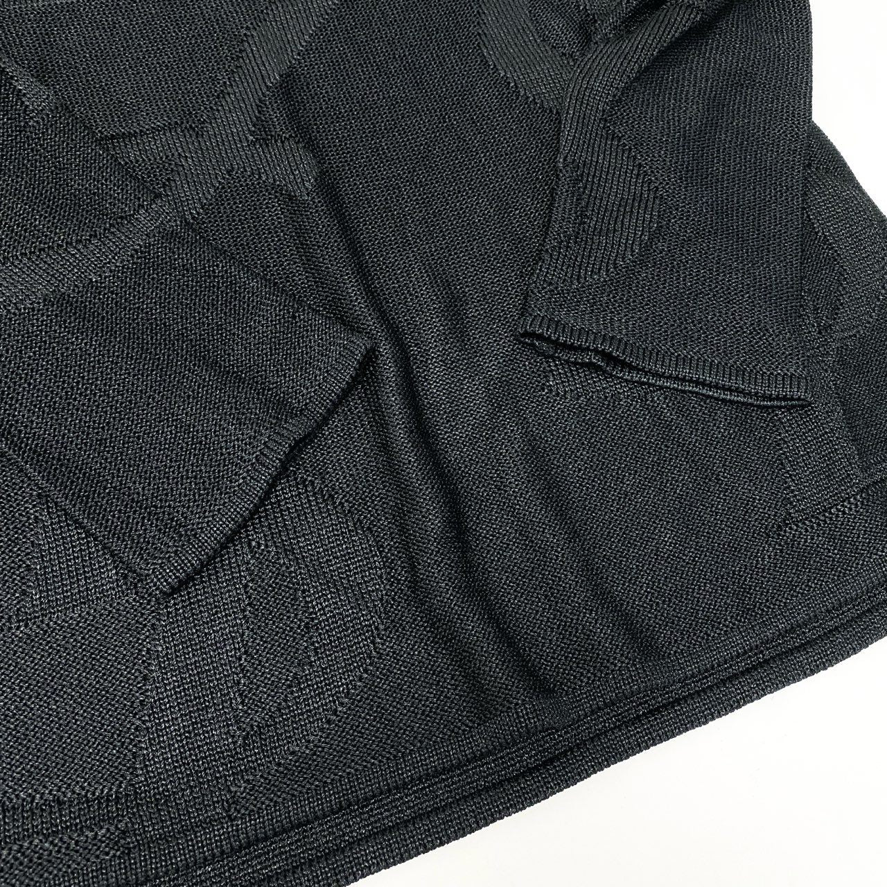 Ic5 YVESSAINTLAURNENT イヴサンローラン ロングスリーブニット エンボスデザイン ニットセーター Lサイズ ブラック レーヨン100％ レディース 女性用o07t