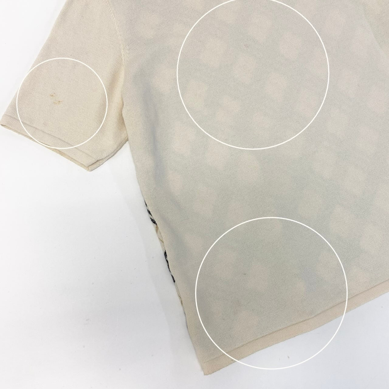 59d28 BURBERRY LONDON バーバリー 半袖 ニットセーター コットンニット チェック柄 サイズ13 アイボリー系 綿100％ レディース 女性用u02t