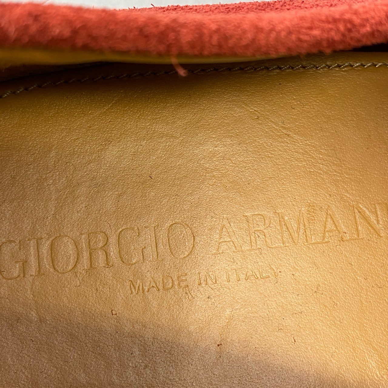 1a5 GIORGIO ARMANI ジョルジオアルマーニ ビジネスシューズ タッセル スエード フリンジ イタリア製 7 レッド メンズ 男性用k02i