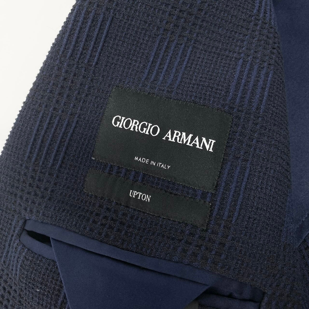 42c26 GIORGIO ARMANI ジョルジオアルマーニ テーラードジャケット  ブレザー チェック柄 アウター 60Rサイズ ネイビー メンズ 大きいサイズu02t