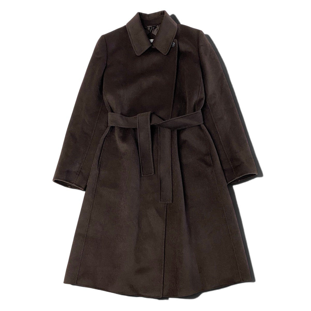 Ej23 【美品】 Max Mara マックスマーラ クチートアマーノ カシミヤ混 ロングコート サイズ38 ブラウン レディース アウターu02t