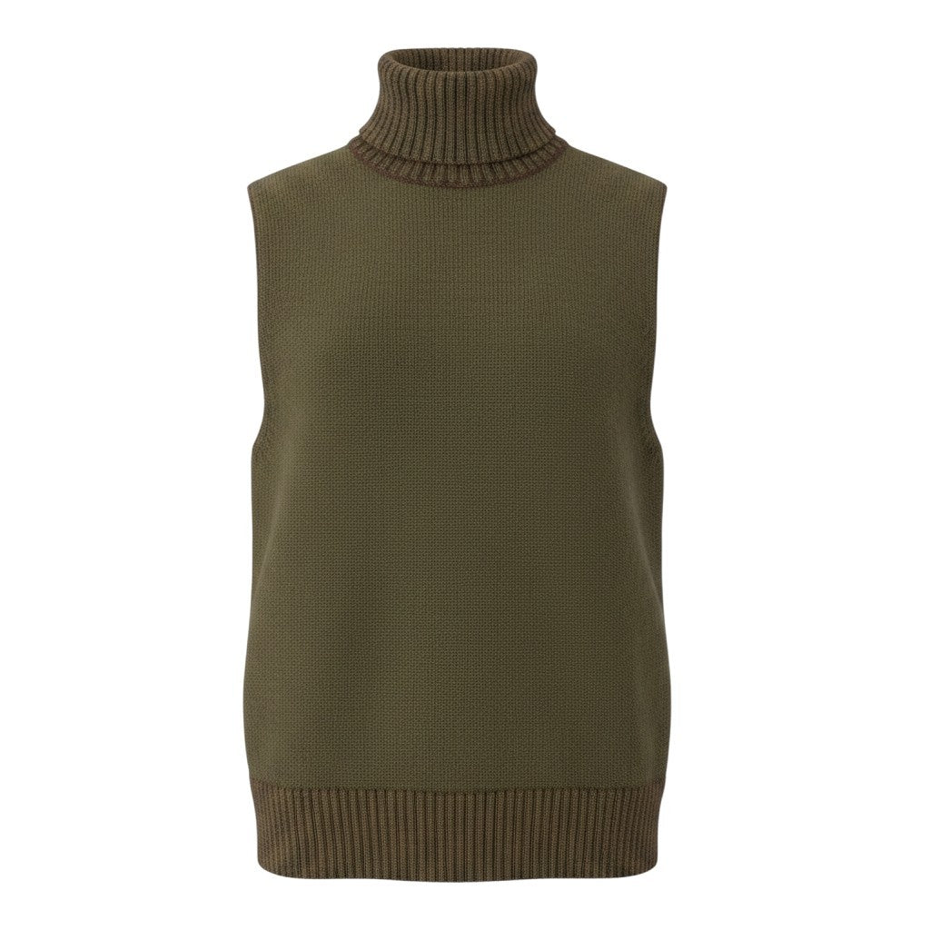 Mf18《美品》 Maison Margiela メゾンマルジェラ サイドスリット タートルネックニットベスト Side-Slit Turtleneck Knit Vest サイズS カーキt18r