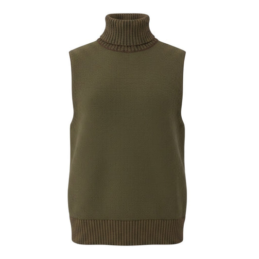 Mf18《美品》 Maison Margiela メゾンマルジェラ サイドスリット タートルネックニットベスト Side-Slit Turtleneck Knit Vest サイズS カーキt18r