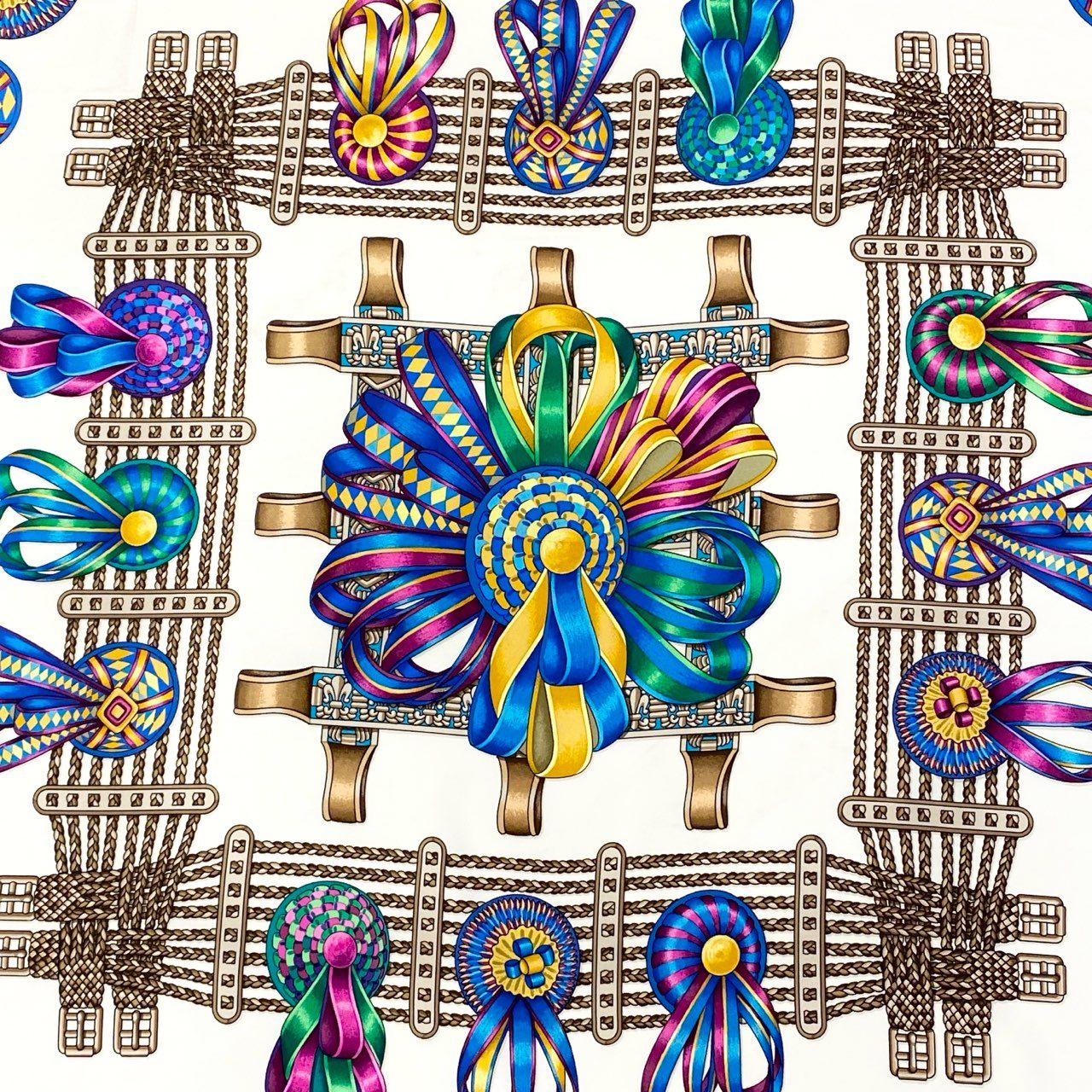 b20 HERMES エルメス Carre 90 Les Rubans du Cheval Scarf 馬のリボン飾り カレ90 スカーフt18r