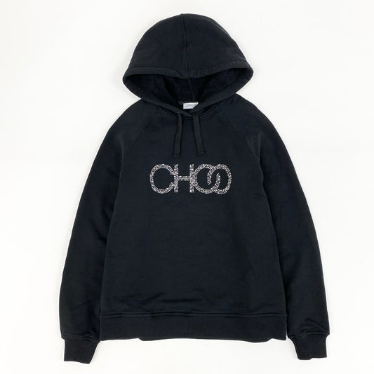 40h24 JIMMY CHOO ジミーチュウ ラインストーン ロゴ フーディ 長袖パーカー トップス J000156372 M ブラック メンズ 男性用k02i