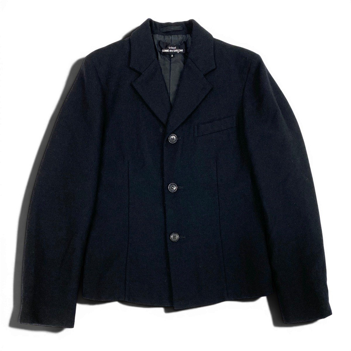 Af29 tricot COMME des GARCONS トリコ コムデギャルソン 00s ジップスリット ウールジャケット Vintage Zip Slit Wool Jacket サイズS ブラックt18r