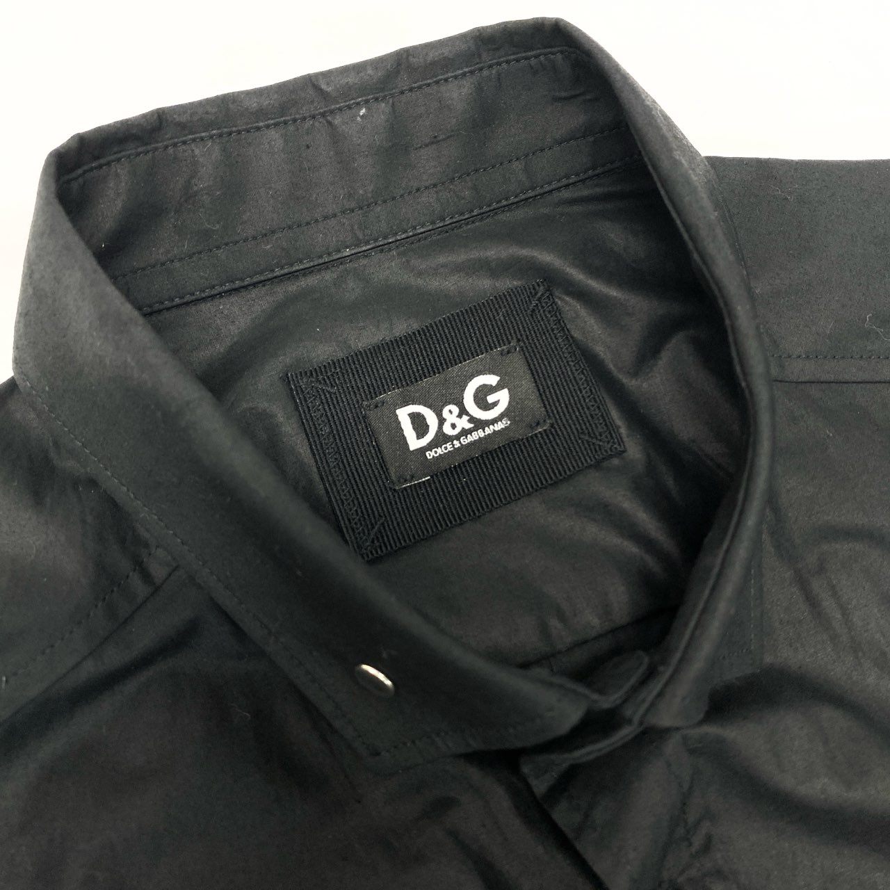86l20 DOLCE&GABBANA ドルチェアンドガッパーナ 00`s vintage  Zip Cargo Shirt ロングスリーブシャツ ジップデザイン コットンシャツ メンズ 44 ブラック 綿100％k02i