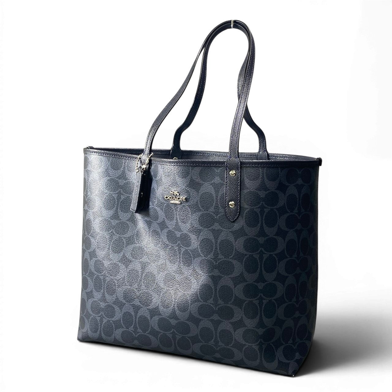 f12 COACH コーチ リバーシブル シグネチャー トートバッグ Reversible Signature Tote Bag K1732 / F58293 ネイビーt18r