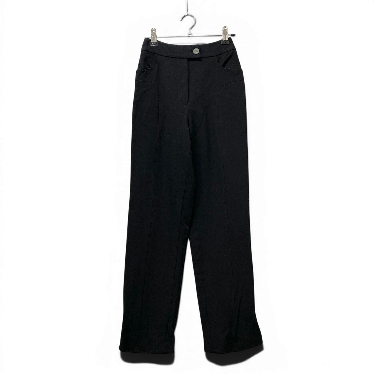 75e18 CHANEL スラックスパンツ ボトムパンツ P19726V11502 34サイズ ブラック ウール100％ レディース 女性用u02t
