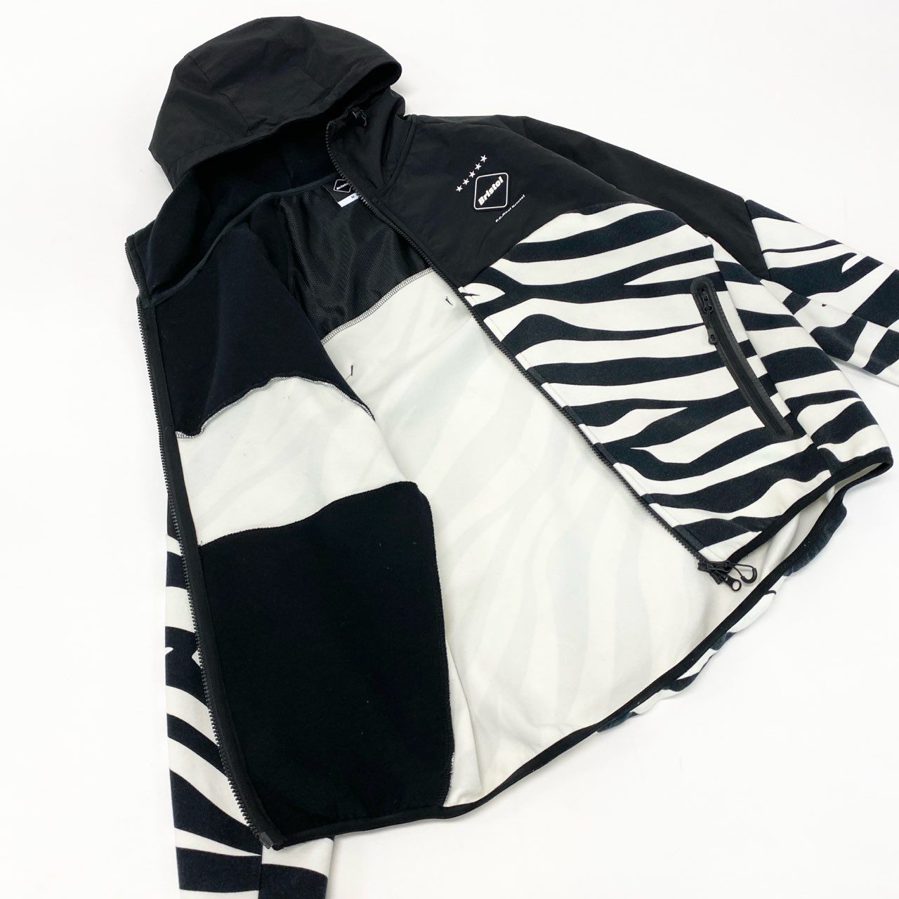 6k1 F.C.Real Bristol エフシーレアルブリストル 23AW VENTILATION HOODIE ベンチレーションフーディ ジャケット パーカー FCRB-232037 Mサイズ ブラック ホワイト ゼブラ メンズo07t