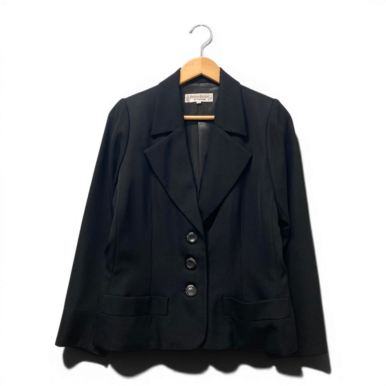 31g2 YVES SAINT LAURENT イヴサンローラン リヴゴーシュ ヴィンテージ テーラードジャケット フォーマル サイズ40 ブラック レディース 女性用u02t