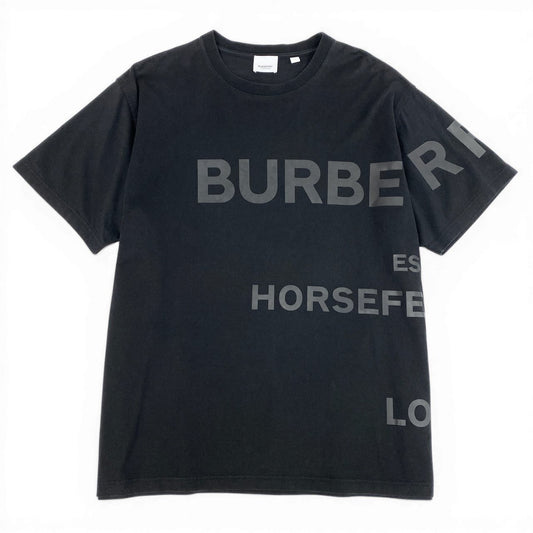 Id10 BURBERRY バーバリー ホースフェリープリントTシャツ 半袖カットソー トップス 8032299 M ブラック コットンu02t