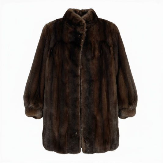 84a21 Rambulton ランブルトン マホガニーミンク ロングコート レディース 女性用 サイズ11 ブラウン系 ミンクファー 本毛皮u02t