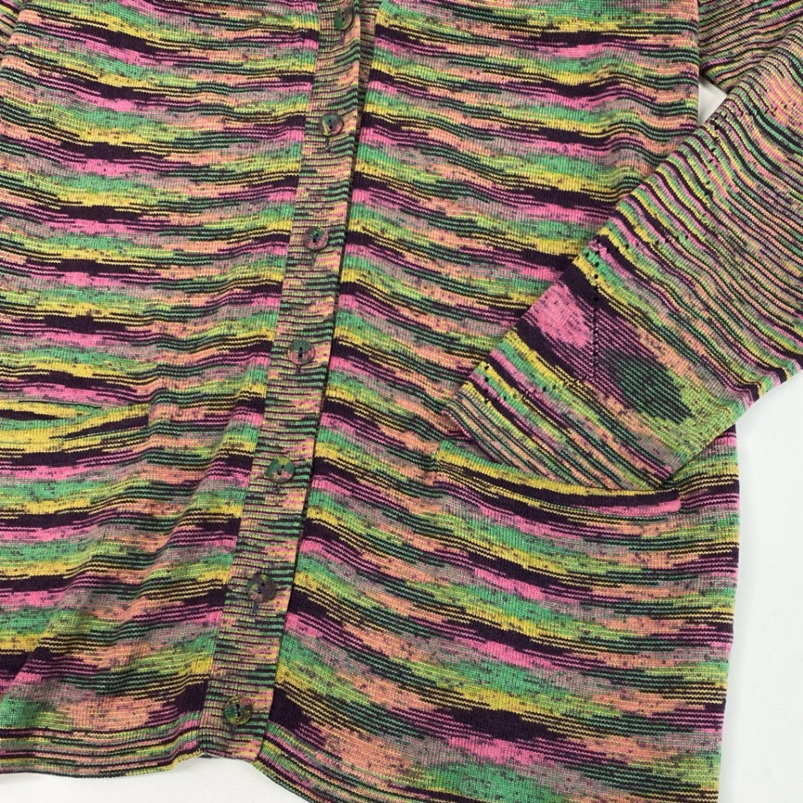 75j29 《美品》MISSONI ミッソーニ ニットカーディガン カシミヤ ボーダー Vネック イタリア製 72サイズ マルチカラー レディースu02t