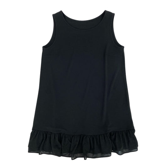 83L22 【美品】TOKUKO 1er VOL トクコプルミエヴォル ノースリーブチュニック ノースリーブカットソー フリル ストレッチ素材 9サイズ ブラック レディースu02t