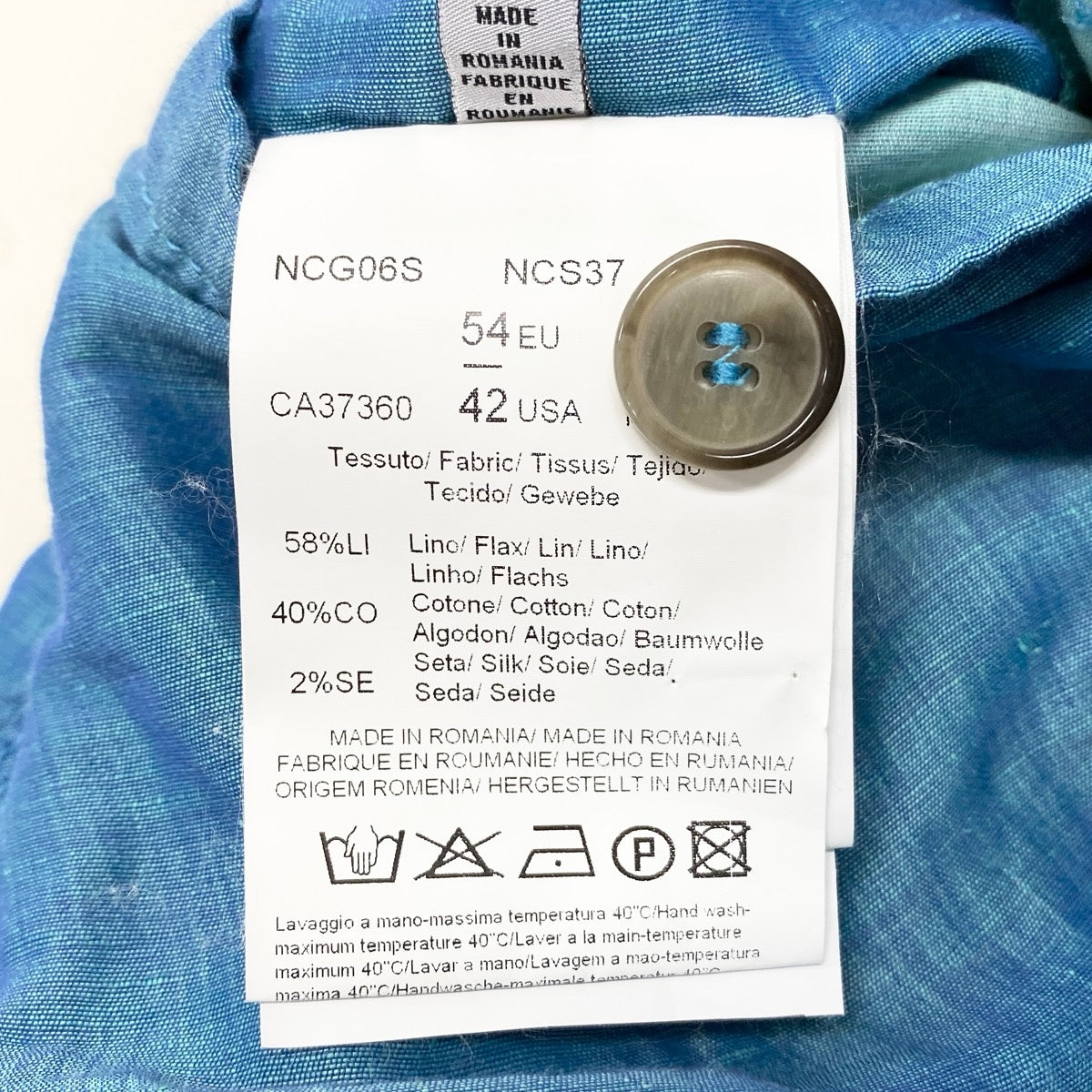 49g18 【美品】 ARMANI COLLEZIONI アルマーニコレツィオーネ スタンドカラージャケット EU54 ブルー系 コットン/リネン/シルク メンズ 紳士服u02t