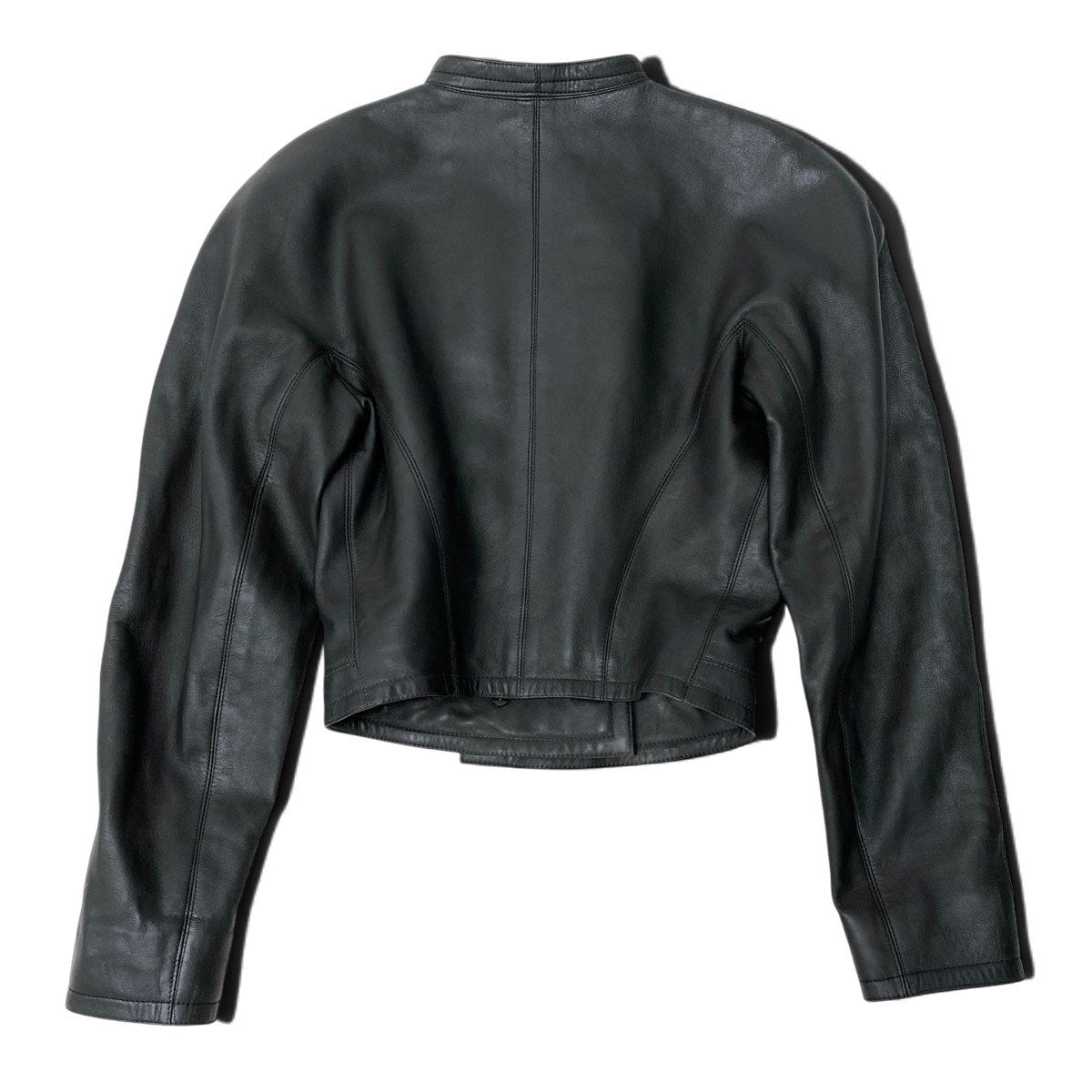 j23 ALAIA PARIS アライア ヴィンテージ レザージャケット ナポレオンジャケット 38 グリーン系 レザー フランス製u02t