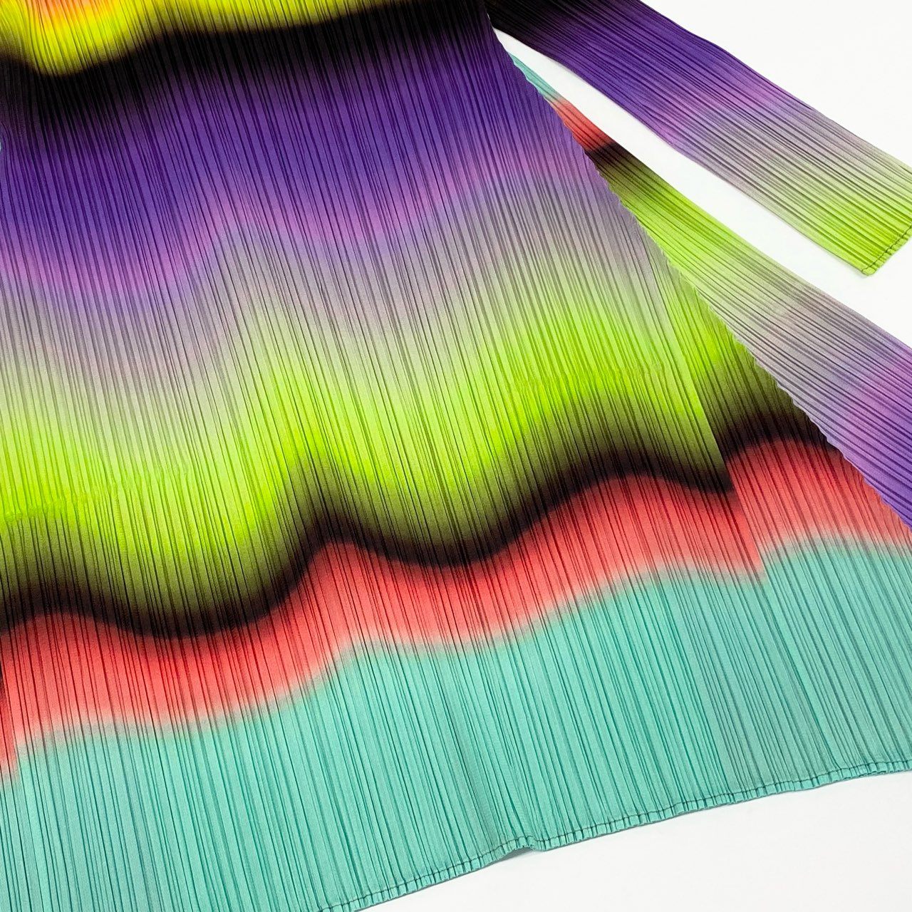 50b9 【美品】PLEATS PLEASE プリーツプリーズ オーロラグラデーション ハイネックチュニックワンピース Aurora Gradation PP23-JT736 3サイズ マルチカラー ポリエステル100％ レディース 女性用k02i