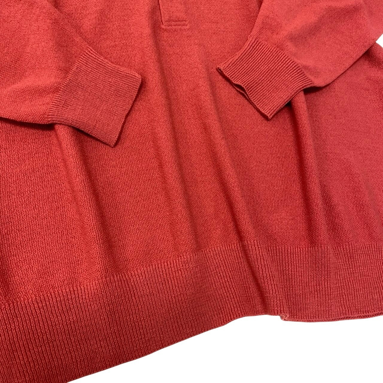 77h9 Ermenegildo Zegna エルメネジルドゼニア ニットポロシャツ ロングスリーブ ウールニット サイズ52 レッド系 メンズ 紳士服o07t