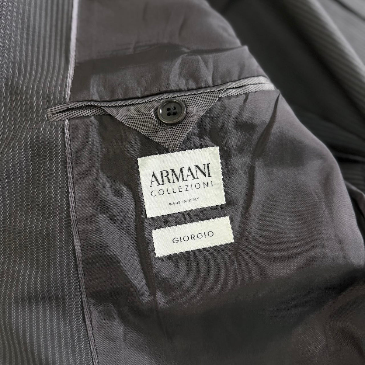 62j29 【美品】 ARMANI COLLEZIONI アルマーニコレツィオーネ GIORGIO セットアップスーツ シングル 2B ストライプ柄 サイズ50 ダークブラウン メンズ 紳士服u02t