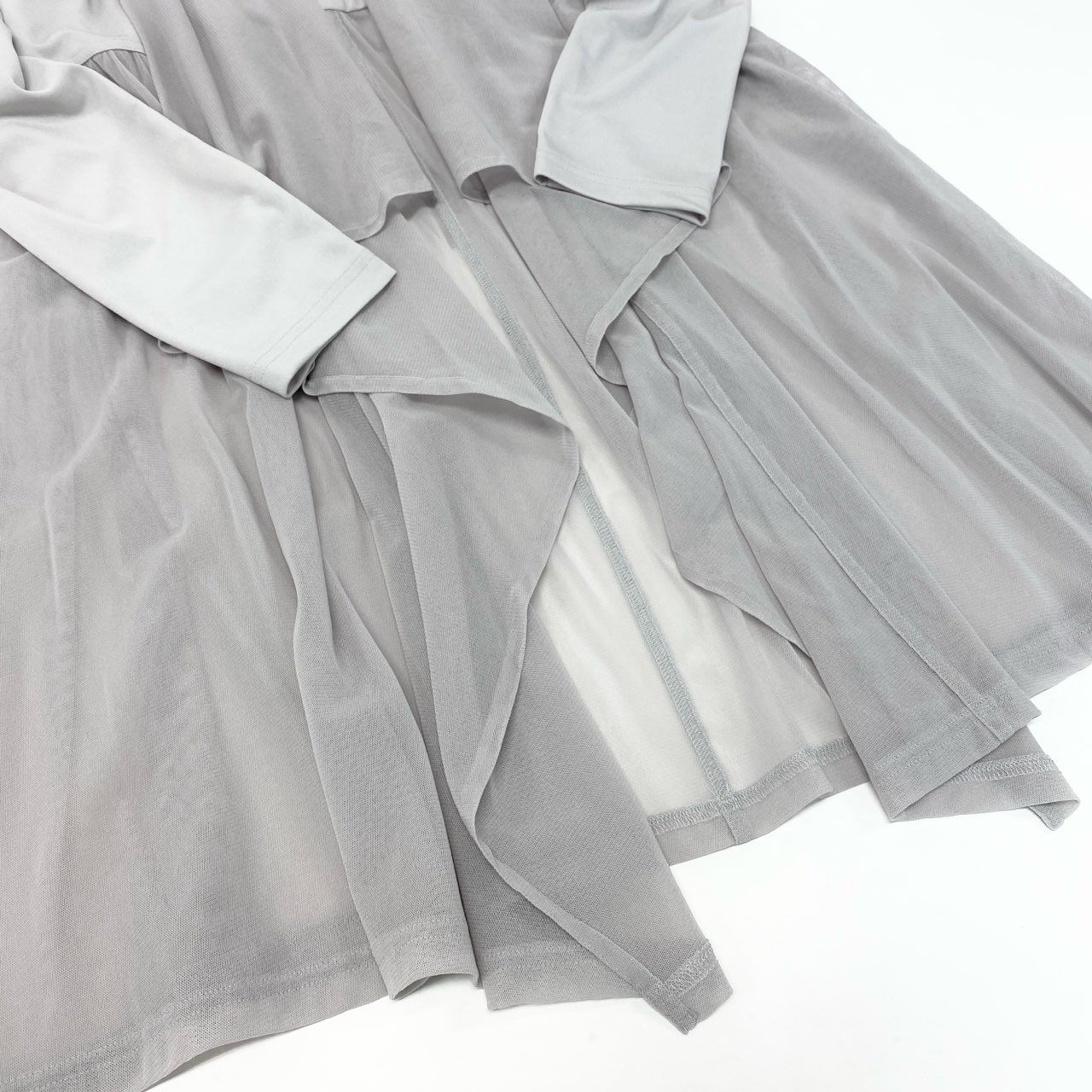 18k20《美品》 TOKUKO 1er VOL トクコプルミエヴォル ロングカーディガン メッシュ切替 ロングスリーブ レディース 女性用 9 ライトグレーu02t