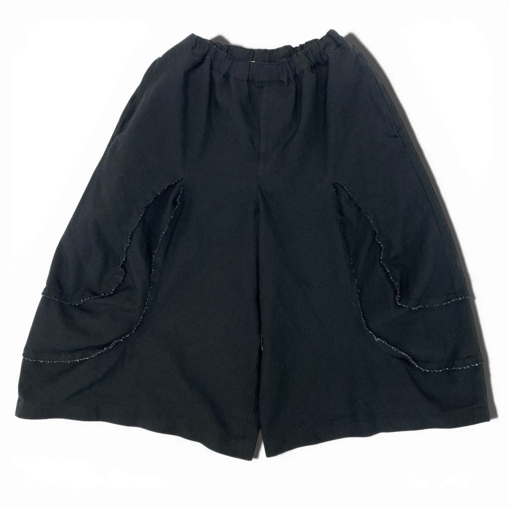 22l28 BLACK COMME des GARCONS ブラック コムデギャルソン 変形パンツ ガウチョパンツ ワイドパンツ ハーフパンツ 日本製 XSサイズ ブラック メンズ 男性用o07t