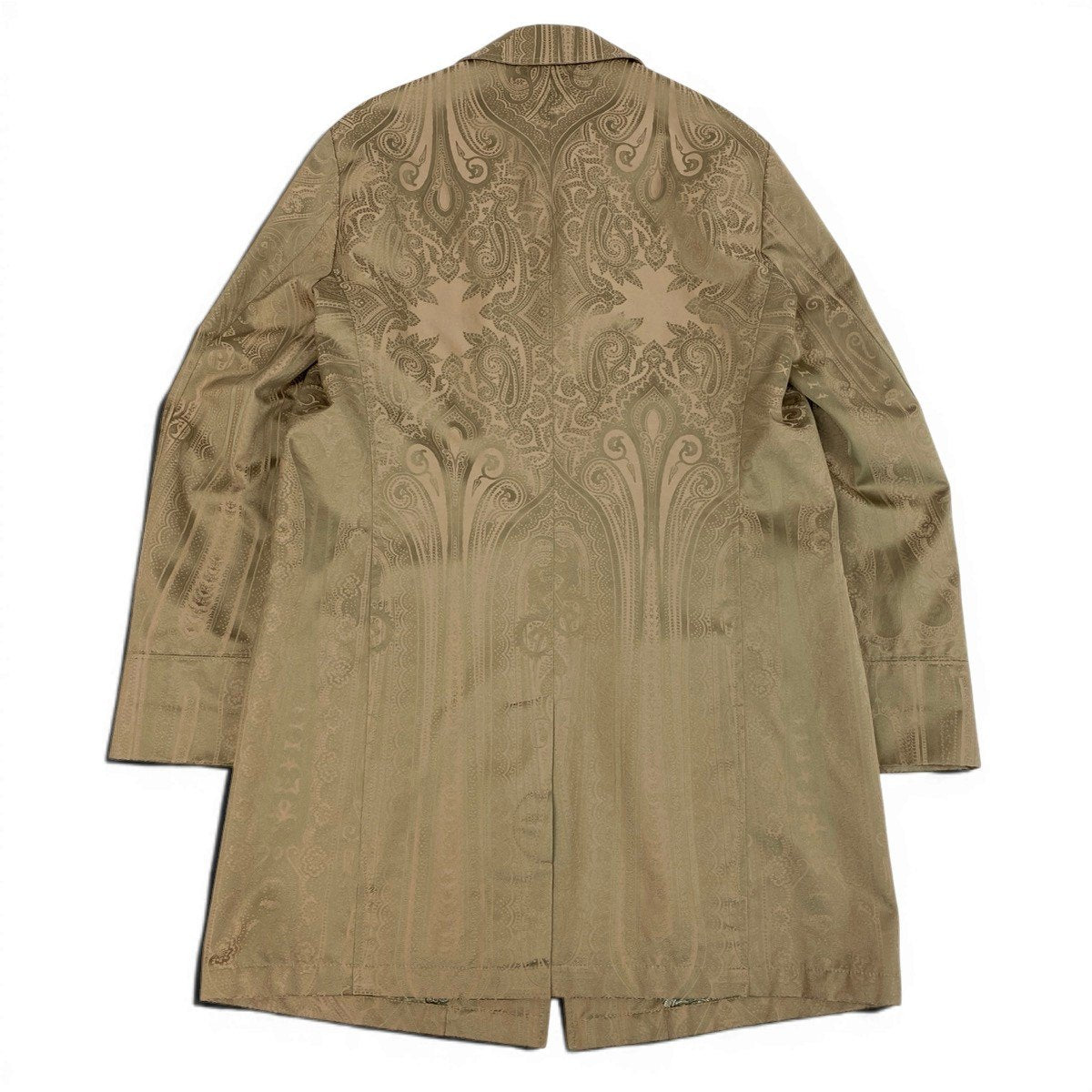 4g2 ETRO エトロ ペイズリー柄 ステンカラーコート 比翼ボタン サイズ50 ベージュ メンズ 紳士服u02t