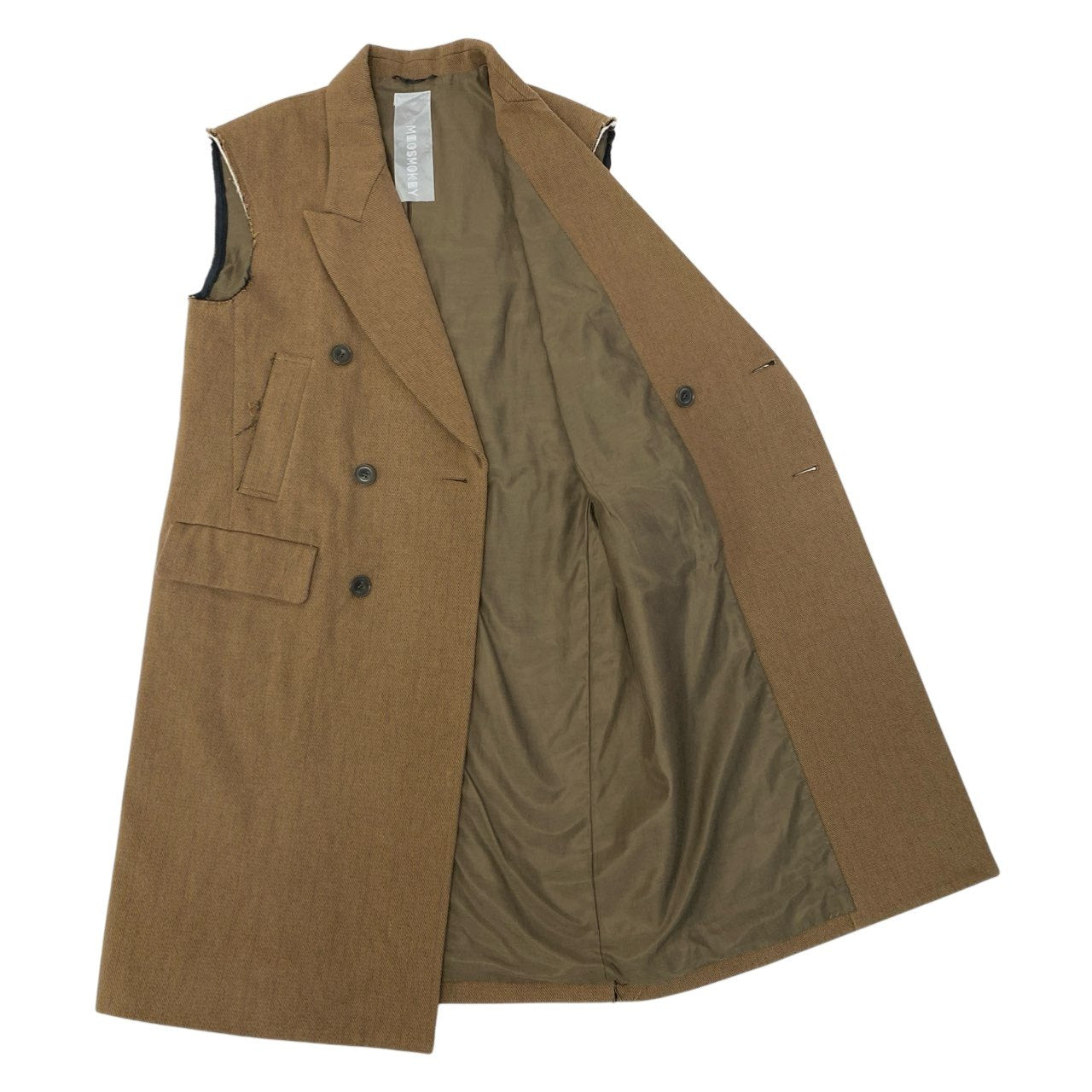 15c5 MIOSMOKEY ミオズモーキー 22AW カットオフ ベスト STRIPE CUT OFF GILET ロングジレ サイズ36 ベージュ レディース アウターk02i