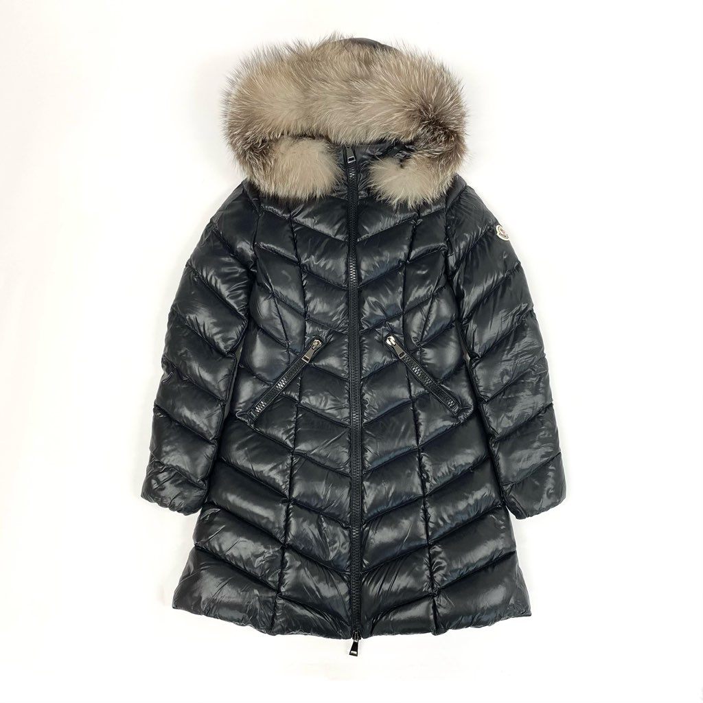 32d3【美品】MONCLER モンクレール FULMARUS フルマラス フォックスファー ダウンコート H20931C00069 FOX FUR DOWN COAT サイズ0 ブラック レディースt18r