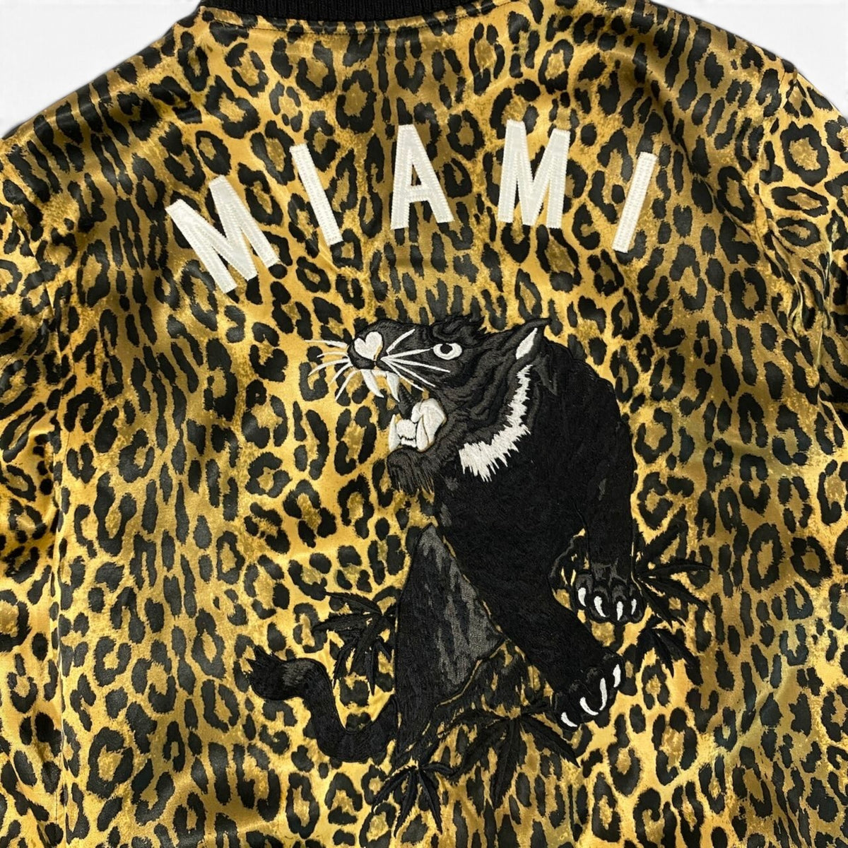 90j27 WACKO MARIA ワコマリア レオパード サテン スカジャン MIAMI サイズS ブラウン ブラック メンズo07t