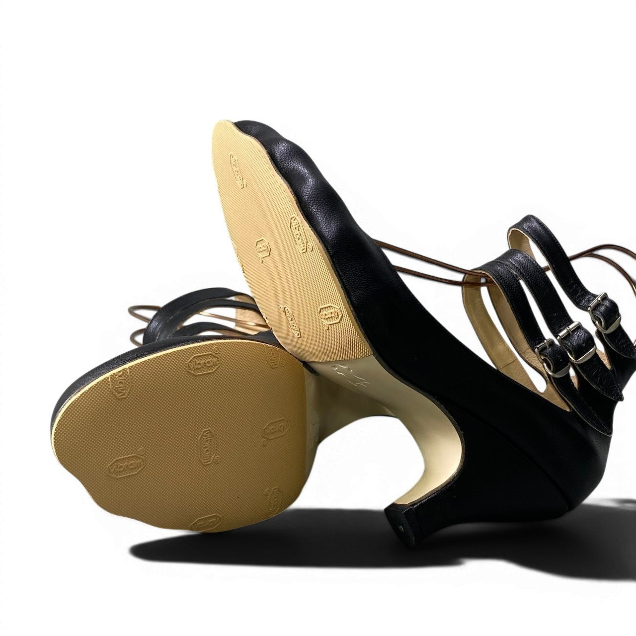 1f10 Vivienne Westwood ヴィヴィアンウエストウッド アンクルストラップ ヒールパンプス アニマルトゥ 英国製 サイズ6 ブラック レディース 女性靴u02t