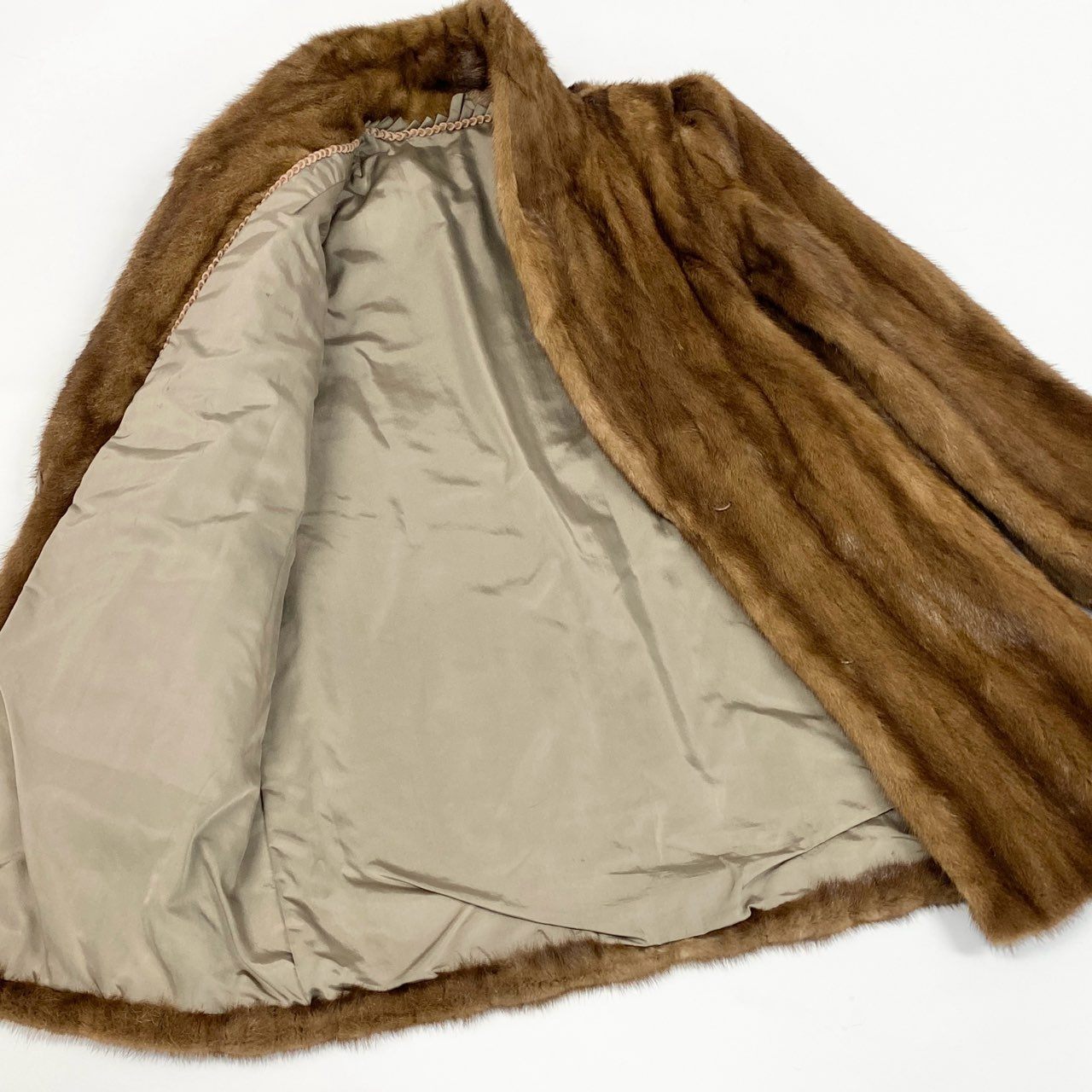 15a16 デミバフミンク ファー ロングコート サイズ11 ブラウン 本毛皮 Mink Fur Long Coat ポケット有t18r