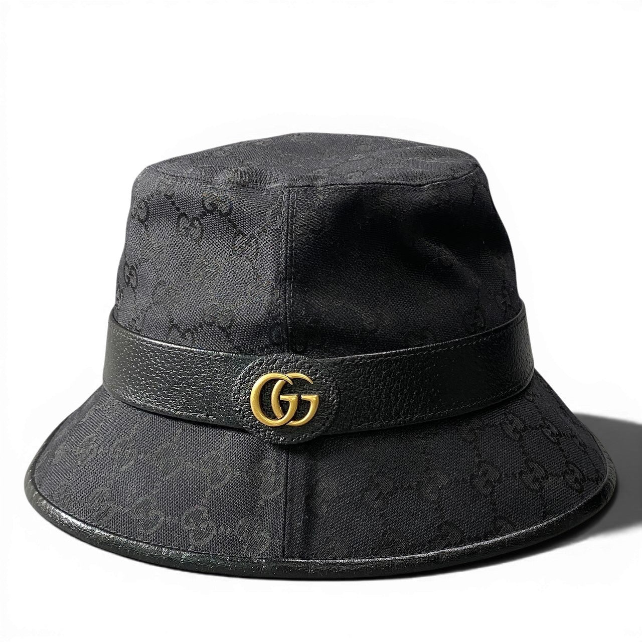 g11 GUCCI グッチ GGキャンバス フェドラ バケットハット GG Canvas Fedora Bucket Hat L 59cm ブラック 帽子