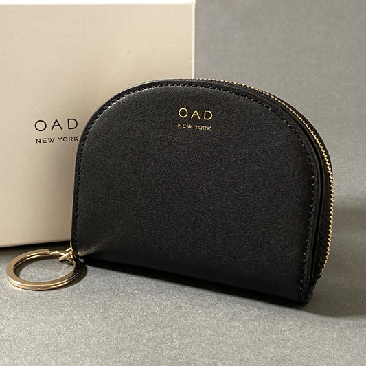 f28-7 《未使用保管品》 OAD NEW YORK オーエーディー ニューヨーク Dia Continental Mini Mirror Wallet ミニミラーウォレット ブラック レザー ラウンドジップ 財布